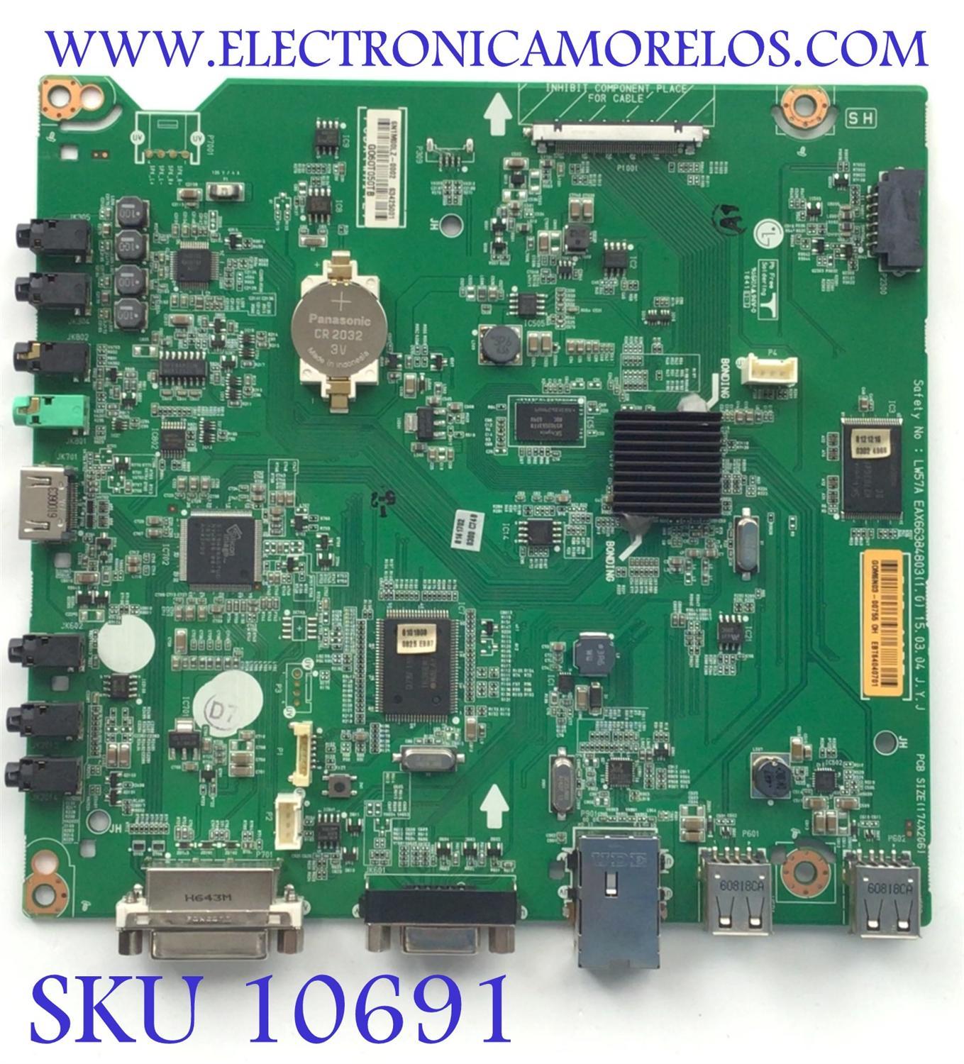 MAIN PARA MONITOR LG / NUMERO DE PARTE EBT64040701 / EAX66384803 / 63425001 / NUMERO DE PANEL LD550EUE (FH)(B1) / MODELO 55SL5B